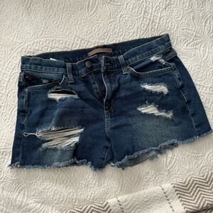 Joe’s cut off dark denim shorts